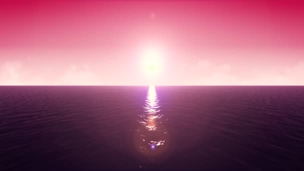 海洋日出地平线环 Loopable 夏季美丽的早晨海景 高视野 水波纹理和闪耀的太阳 — 图库视频影像