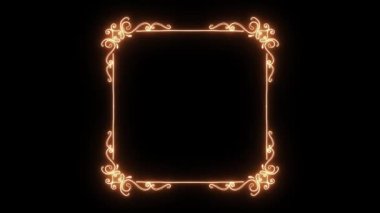 Güzel çiçek süs altın çerçevesinin ince, ortaya çıkan ince şekillerle zarif çiçek Altın ışık çerçeve Backgroundanimation içerir da ayrı çerçeve öğesi kendi boyutlu çerçeve kurmak için
