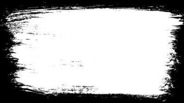 Boya fırça konturu çerçeve çizim / 4 bir k Siyah ve beyaz soyut boya fırça darbesinin, animasyon bir çerçeve arka plan çizim