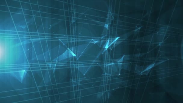 Résumé High Tech Digital E-business Background / 4k Animation d'un fond numérique abstrait avec des formes fractales, des fusées éclairantes et des polygones bas 