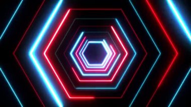 4k soyut dijital arka plan Neon Çokgen / animasyon bir soyut dijital cg kırmızı ve mavi arka plan ile neon ışık çokgenler kesintisiz döngü