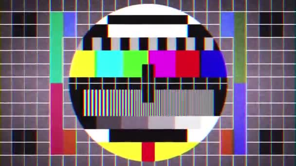 古いテレビ テスト信号視力のバック グラウンド ループ 古いレトロな Pal Secam の視覚的画面の 動画のような古いテレビ テスト信号 — ストック動画