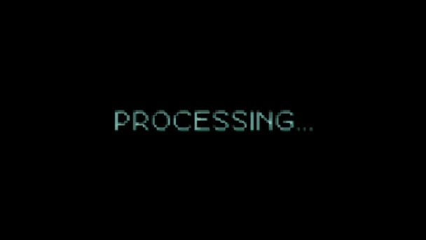 Processing Text Message Bad Glitch Effect Animation Communication Computer Working — Stock Video
