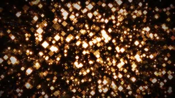 シームレスな抽象的なライトアップ広場粒子背景 抽象正方形照明エレガントな輝くカラフルな図形粒子単発背景 — ストック動画