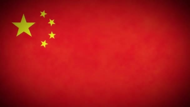 中国国旗背景循环与闪烁 动画的老式格格纹理中国国旗背景 与抽搐和故障的效果 — 图库视频影像