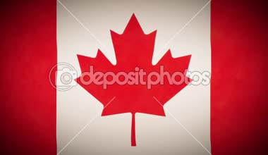 4k Kanada bayrağı arka plan döngü ile Glitch Fx/animasyon bir vintage grunge dokulu seğirme ve aksaklık etkileri ile Kanada bayrağı arka plan