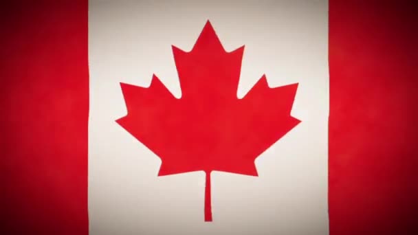 Canada Flag Background Loop Glitch Animation Vintage Grunge Textured Canadian — Stock Video