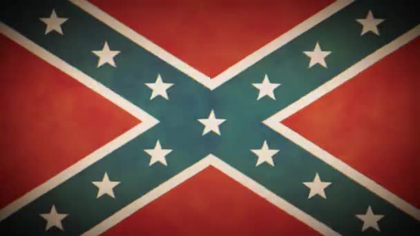 American Confederate Flag Background Loop Glitch Animation Vintage Grunge Textured — Stock Video