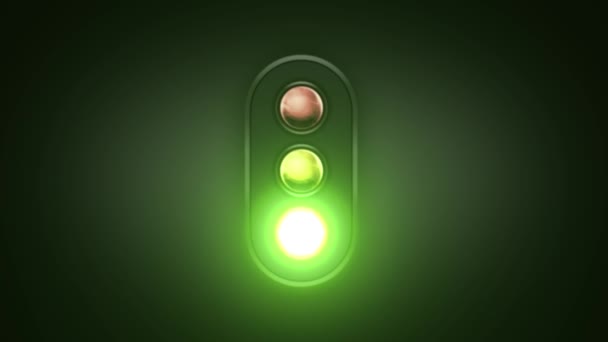 信号標識クリップ イエロー グリーン 交通光のアニメーションと赤い看板 — ストック動画