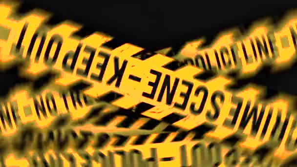 警察の犯罪シーン テープ背景クリップ ライン グランジのアニメーション警察行 危険の印 犯罪捜査のため警告テープ — ストック動画
