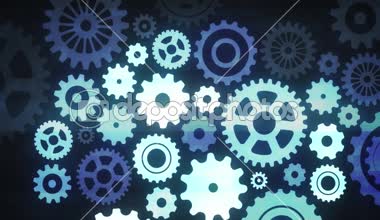 Vintage vites mekanizması dönen yükleyici döngü / animasyon 4 k iş arka plan Loader vites mekanizması ile dönen ve aksaklık etkileri bozuk