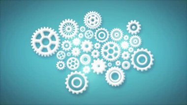 Vintage vites mekanizması dönen yükleyici döngü / animasyon 4 k iş arka plan Loader vites mekanizması ile dönen ve aksaklık etkileri bozuk