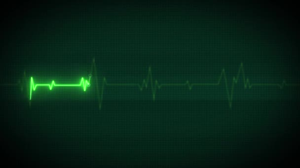 4k ECG Medical Heartbeat Pulsation Contexte / Animation d'un fond de technologie médicale de santé avec signal vert de pulsation cardiaque, boucle 