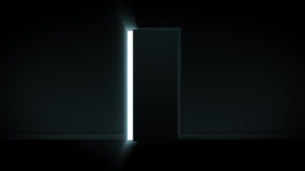 Puerta Cielo Luz Clip Animación Una Puerta Que Abre Oscuridad — Vídeo de stock