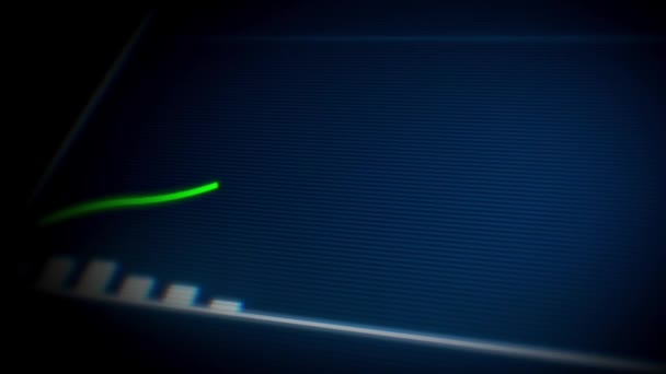 4k Croissance de l'entreprise et succès Arrow Infographies / Animation d'une infographie d'entreprise avec des statistiques de flèche et de barre en hausse apparaissant, symbolisant la croissance et le succès, avec des effets numériques glitch et bruit 