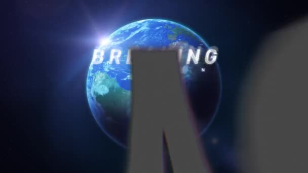 Breaking News Intro Broadcast Earth Background Animated Motion Graphic Broadcast — Stock Video