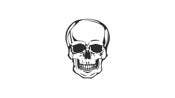 Dead Skull Head Laughing Loop Animación Una Divertida Cabeza Dibujos — Vídeo de stock