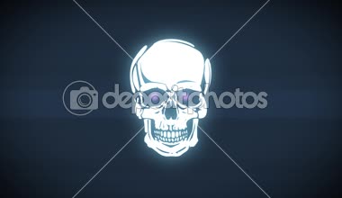 Ölü kafa kafatası gülüyor döngü / animasyon komik karikatür kafatası baş yüz gülen arka plan döngü