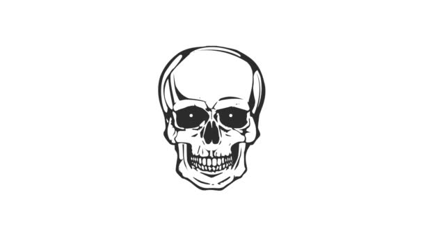 Dead Skull Head Laughing Loop Animation Funny Cartoon Skull Head — стоковое видео