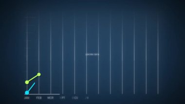 4 k iş büyüme ve başarı ok Infographics / animasyon bir iş infographics istatistikleri bar ve yükselen ok ile görünen, büyüme ve başarı, aksaklık ve gürültü dijital efektler simgeleyen