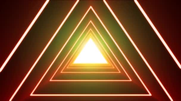Streszczenie Tło Pętli Neon Błyszczący Trójkąt Zapętlanie Animacji Neon Kwadrat — Wideo stockowe