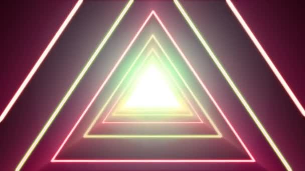 Astratto Sfondo Loop Con Neon Shiny Triangle Animazione Astratto Sfondo — Video Stock