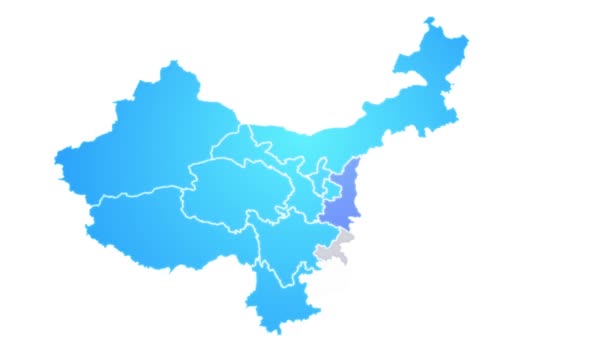 Mapa China Que Muestra Introducción Por Regiones China Animada Mapa — Vídeo de stock