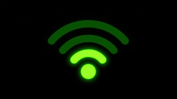 Символ Беспроводного Интернета Иконка Светится Анимация Беспроводного Подключения Интернету Значок — стоковое видео