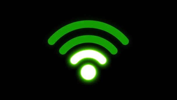 Wireless Internet Signal Icon Glowing Animation Wireless Internet Connexion Icon — Stock Video