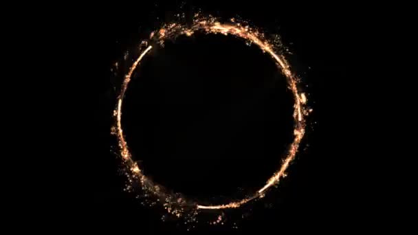 Boucle de rotation abstraite Magic Golden Crown / animation 4k d'une couronne abstraite de fleurs en cercle d'or tournant en boucle sans couture 