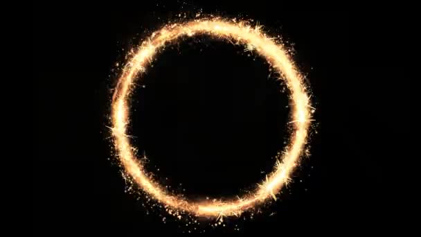 Boucle de rotation abstraite Magic Golden Crown / animation 4k d'une couronne abstraite de fleurs en cercle d'or tournant en boucle sans couture 