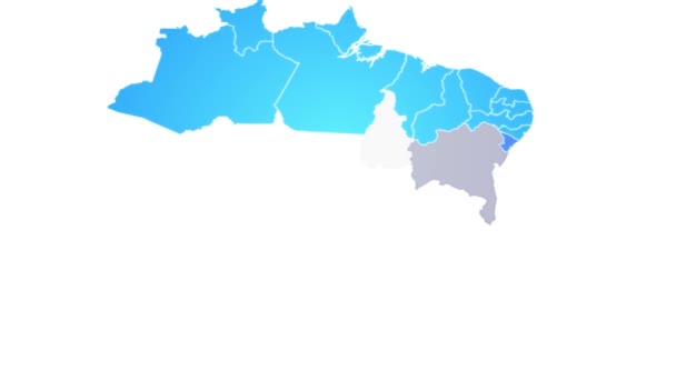 Карта Бразилии Отображение Вступление Штатам Анимированных Бразильских Карт Вступительный Фон — стоковое видео