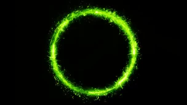 抽象魔术仙子彩色圆圈旋转循环4K 动画一个抽象的五颜六色的圆圈与光粒子旋转无缝循环 — 图库视频影像