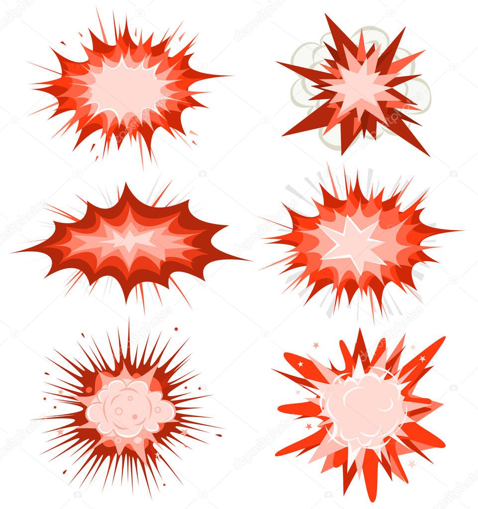 Comic Book Explosion, Bombs And Blast Set/ Illustration of a set of comic book explosion, blast and other cartoon fire bomb, bang and exploding symbols. Vector eps and high resolution jpeg files included
