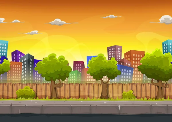 Seamless Street City Paisagem Para Jogo Ilustração Desenho Animado Paisagem —  Vetores de Stock