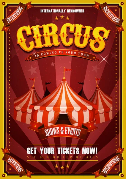 Vintage Circus Poster Con Big Top Illustrazione Sfondo Poster Circo — Vettoriale Stock