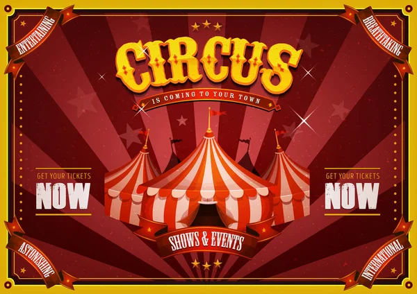 Vintage Circus Poster Con Big Top Illustrazione Sfondo Poster Circo — Vettoriale Stock