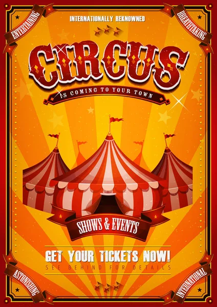 Cartel Circo Vintage Con Tapa Grande Ilustración Fondo Cartel Circo — Vector de stock