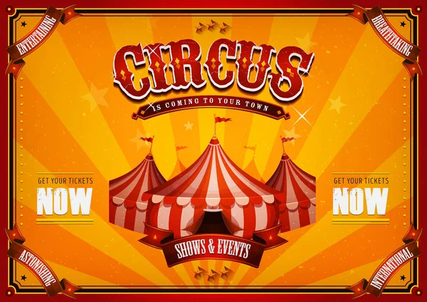Vintage Circus Poster Con Big Top Illustrazione Sfondo Poster Circo — Vettoriale Stock