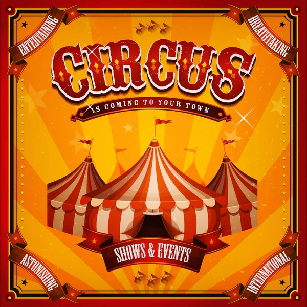 Obrázek Pozadí Plakátu Retro Vintage Circus Běžící Text Šapitó Elegantní — Stockový vektor