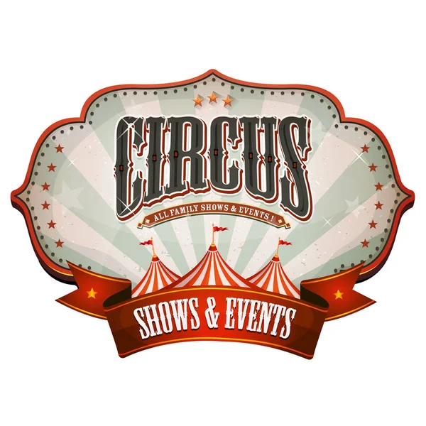 Obrázek Retro Vintage Circus Červená Plakát Odznak Běžící Text Šapitó — Stockový vektor