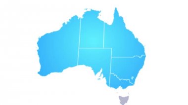 Avustralya Haritası bölgeler/4k animasyonlu Avustralya Haritası intro arka planda görünen ve bir tek ve kamera hareketi tarafından solma tarafından giriş gösteriliyor