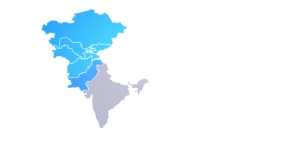 Mapa Del Continente Asiático Mostrando Intro Por Regiones Mapa Asia — Vídeo de stock