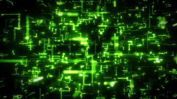 Abstrait Haute technologie numérique Arrière-plan Animation en boucle / 4k d'un arrière-plan technologique abstrait avec des lignes et des points infographies, fondu de données et zoom en boucle transparente 