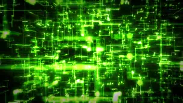 Abstrait Haute technologie numérique Arrière-plan Animation en boucle / 4k d'un arrière-plan technologique abstrait avec des lignes et des points infographies, fondu de données et zoom en boucle transparente 