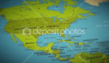 Dünya Haritası uçuş arka plan/4k animasyon üzerinde bir dünya haritası seyahat arka plan uçuş üzerinden okyanus, ülke ve şehirler isimleri