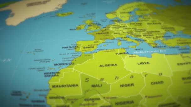 Dünya Haritası Uçuş Arka Plan Animasyon Üzerinde Bir Dünya Haritası — Stok video