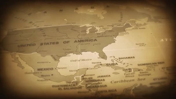 Vintage World Map Flight Achtergrond Animatie Van Een Vintage Historische — Stockvideo