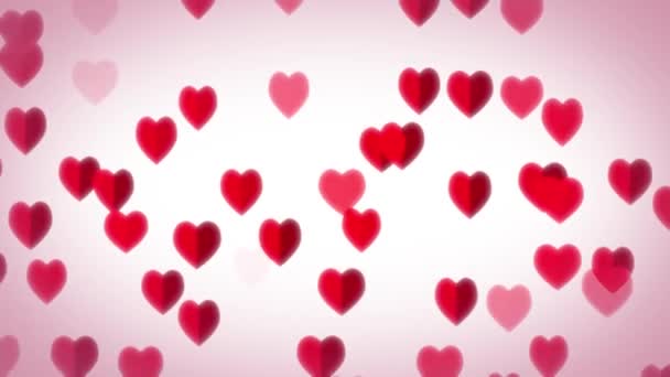 心飞行背景为情人节的 Day 动画一个优雅的设计抽象的背景与心脏形状和图案上升 飞行和褪色 — 图库视频影像