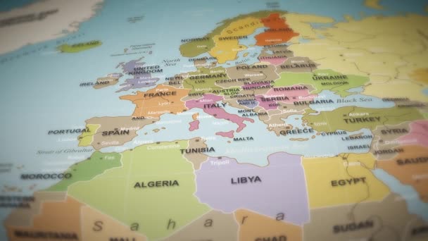 Dünya Haritası Arkaplan Uçuşu Animasyonu Çok Renkli Bir Dünya Haritası — Stok video